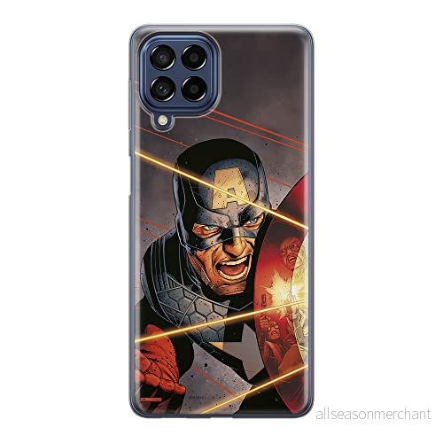 ERT GROUP mobiltelefonfodral för Samsung M53 5G originalt och officiellt licensierat Marvel mönster Captain America 007 optimalt anpassad till formen på mobiltelefonen, fodral tillverkad av TPU plast 5905511396152