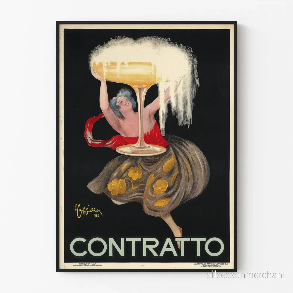 Vintageposter Contratto Champagne - Elegant Väggdekoration
