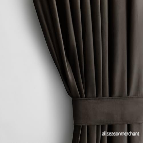 AmeliaHome gardin sammet utseende 140 x 270 cm mörkbrun 1 st. veckband mörkläggningsgardin fönsterdekoration lätt skimrande dekorativ 69995, 4251758669995
