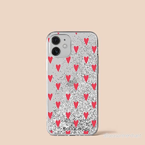 ERT GROUP mobiltelefonfodral för Apple Iphone 12/12 PRO originalt och officiellt licensierat Babaco mönster Hearts 004 Vit anpassad till formen på mobiltelefonen, med glitter overflow effekt 5904805014154
