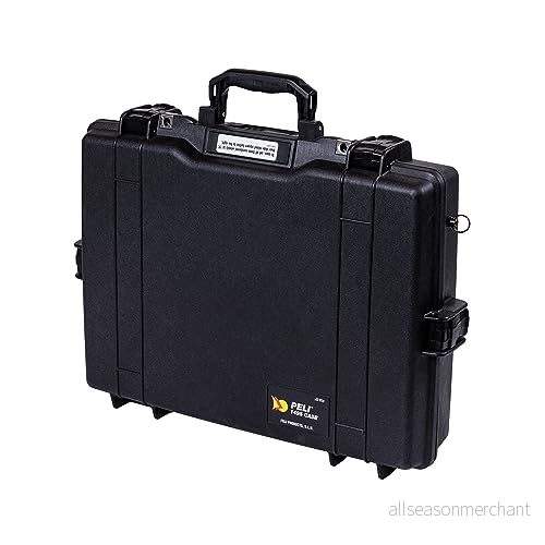 PELI 1495 stötsäker hardcase för bärbar dator, IP67 vatten och dammtät, 15 liters kapacitet, tillverkad i USA, med anpassningsbar skuminredning, svart 19428060510