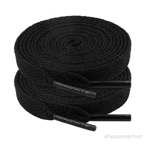 2 par skosnören, platta, slitstarka skoband, ersättnings skosnören av polyester för sneakers, sportskor, löparskor, gympaskor skospets, svart, 120 6975058035592