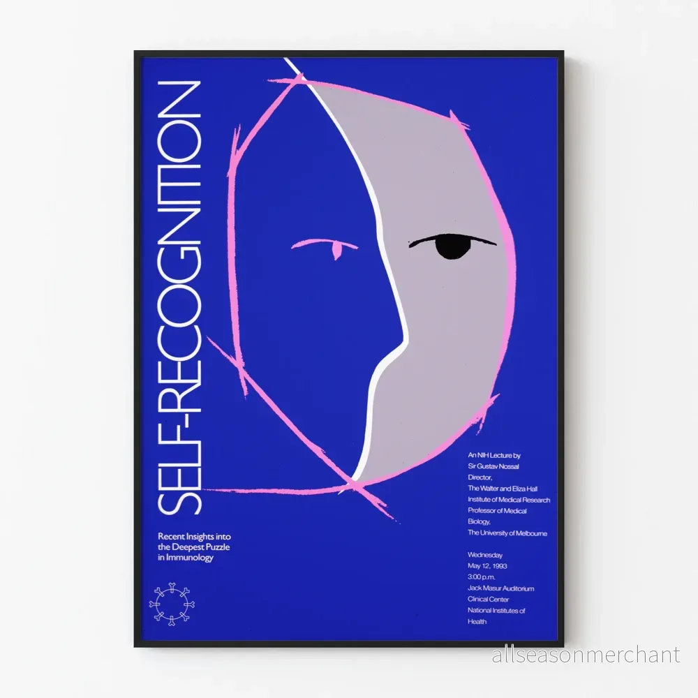 Kunstposter Self-Recognition i blått och rosa för väggdekoration