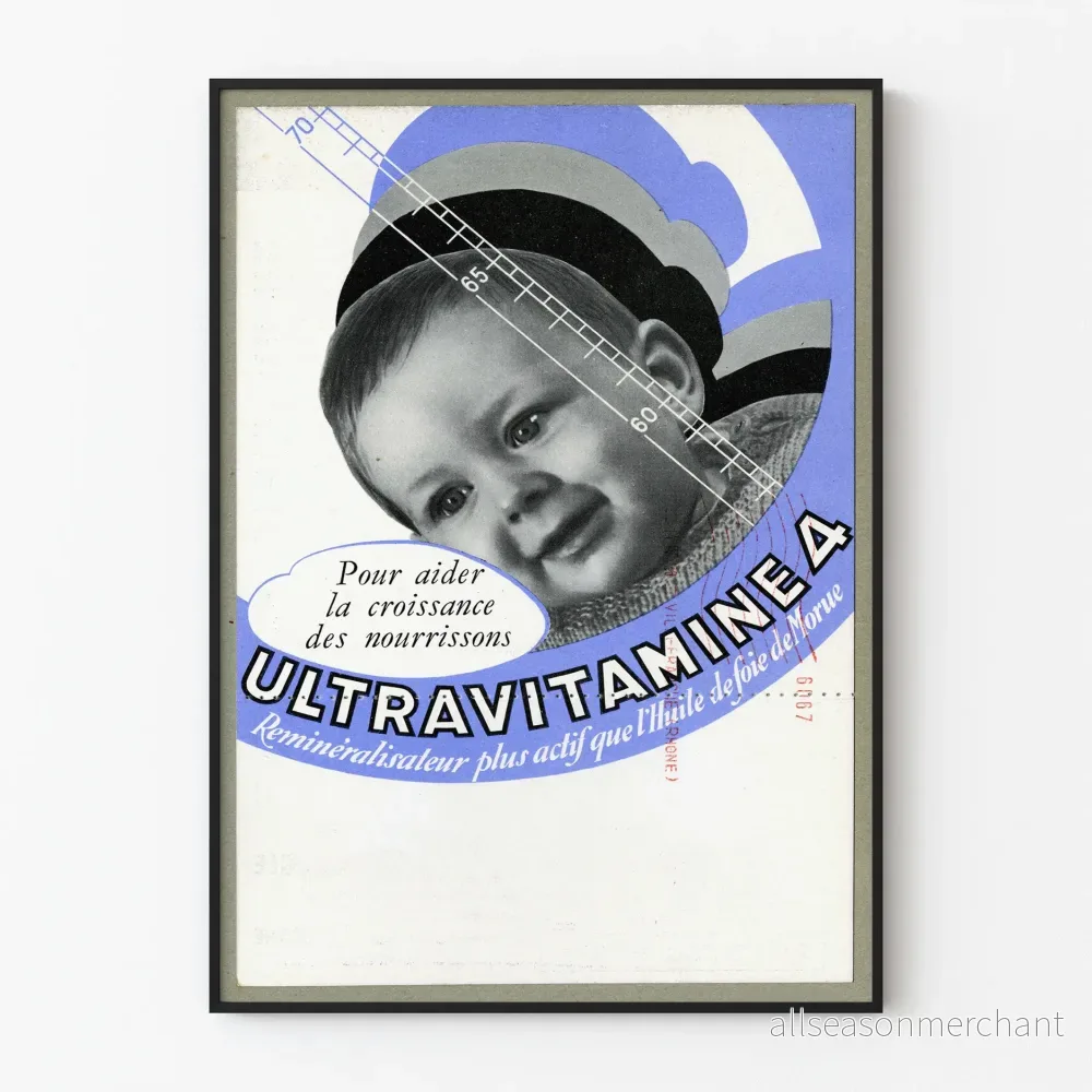 Vintageposter Ultravitamine 4 för spädbarns tillväxt