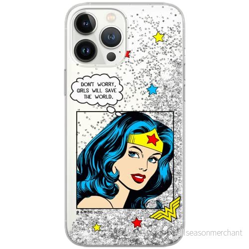 ERT GROUP mobiltelefonfodral för Apple Iphone 12 PRO MAX originalt och officiellt licensierat DC mönster Wonder Woman 028 Vit anpassad till formen på mobiltelefonen, med glitter overflow effekt 5903932941401