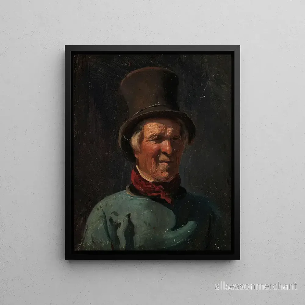 Målning av man med hatt – Adolph Tidemand