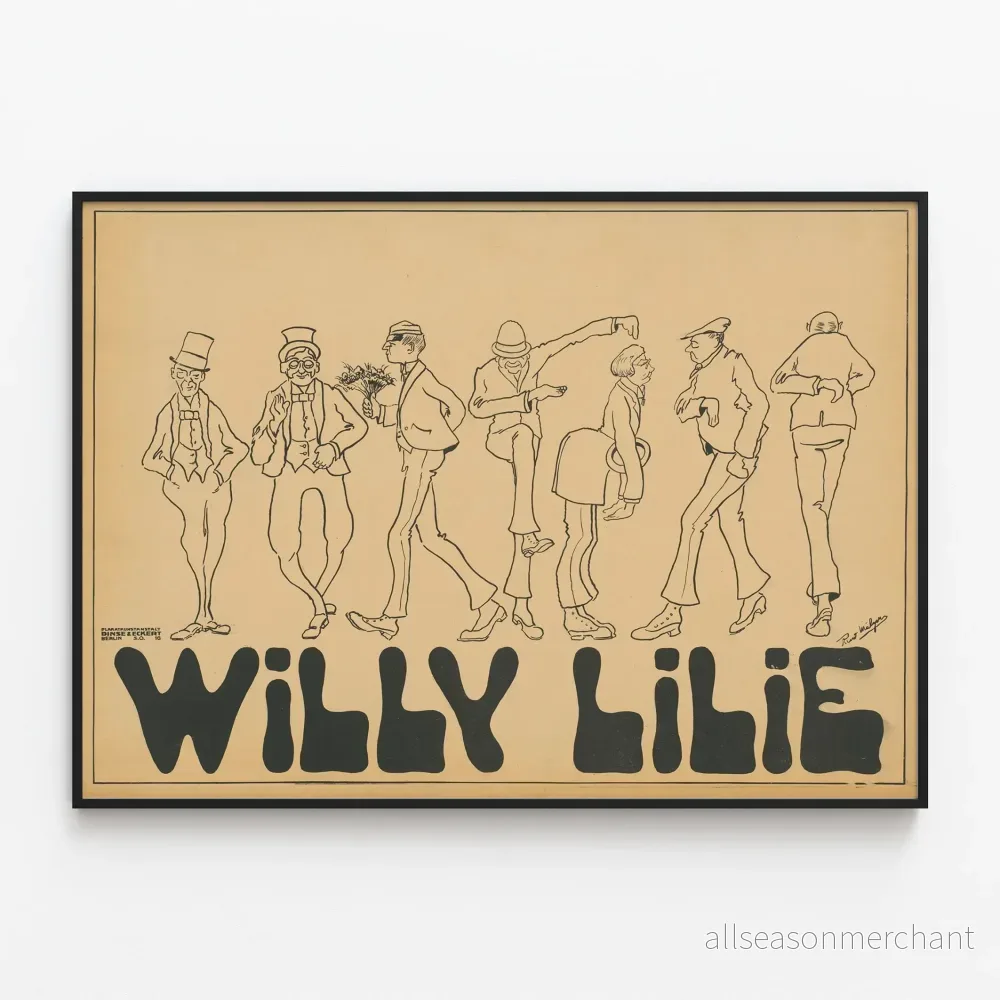 Vintage dekorativ poster Willy Lilie - Teckningsstil