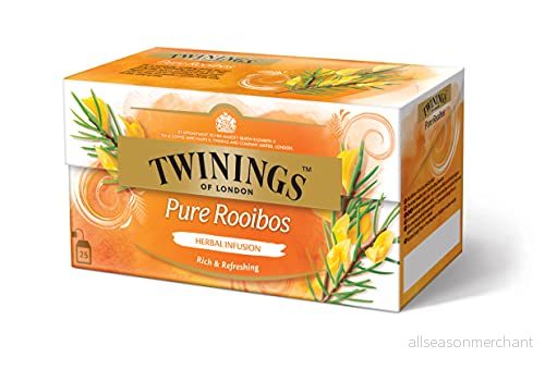 Twinings Pure Rooibos te ren roibusch i tepåse med de bästa bladen från Sydafrika 100 procent naturlig och koffeinfri, 25 tepåsar (50 g) 70177119119