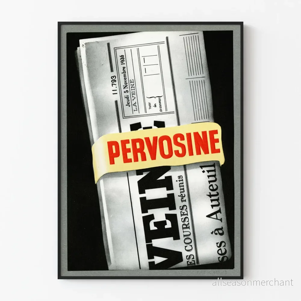 Vintageposter Pervosine med vikta tidningar