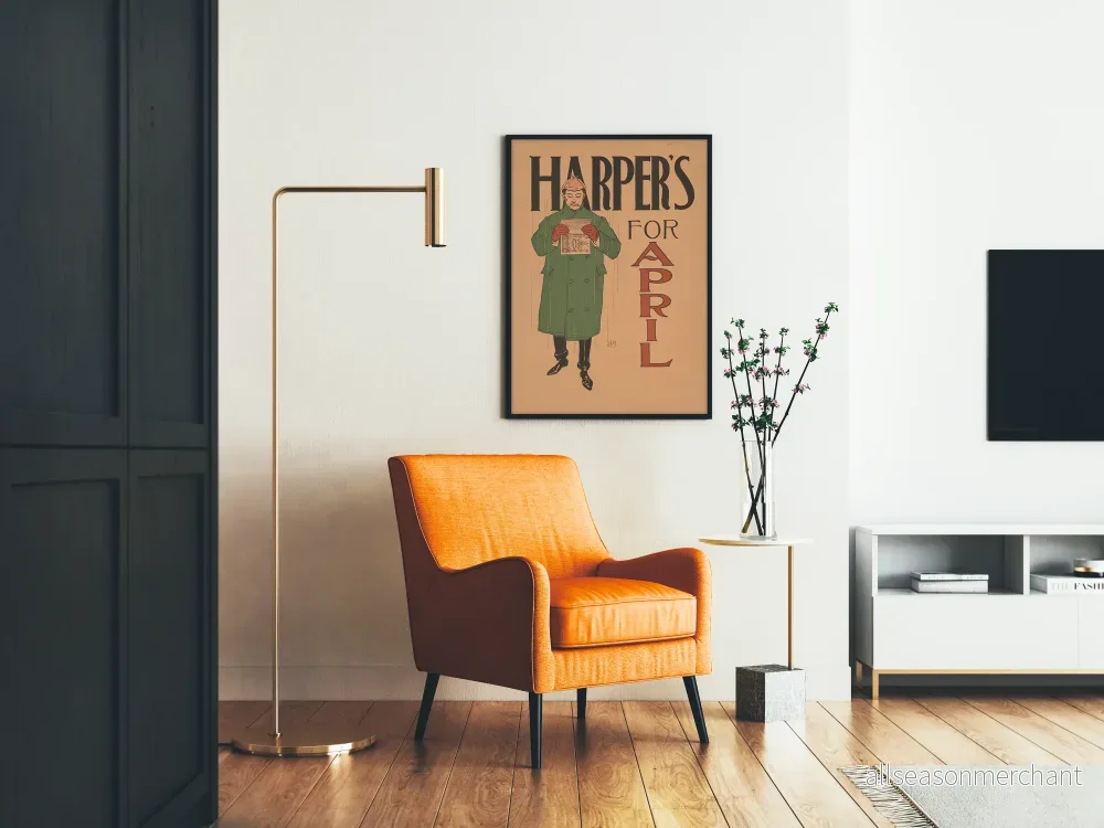Vintageposter Harper's för april retro väggdekoration - Bild 2