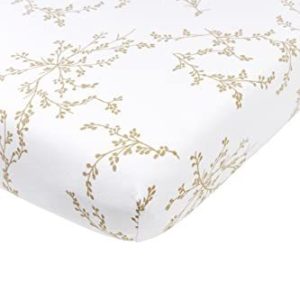 Meyco Baby Branches underlakan för spjälsäng (underlakan av 100% jerseybomull, extra mjukt, bekvämt och andas, perfekt passform tack vare elastisk dragsko runt om, storlek: 60 x 120 cm), sand 4054703640687