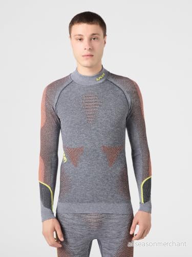 UYN Herrar AMBITYON UW Shirt LG_SL Sköldpadda underskjorta, svart melange/orange/gul, L/XL 8054216350598