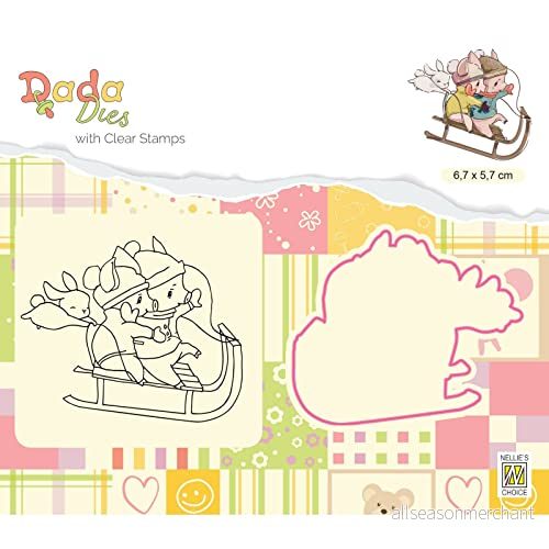 Nellie's Choice Stansmall och Silikonstämpel Djur Skärschablon till Jul på 6,7 x 5,7 cm för Korttillverkning, Pyssel, Scrapbooking, Hantverk DIY Lämplig Stansmaskiner 8719743096110