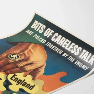 Vintage anti-spionage propagandaffisch med pussel och nazisthand - Bild 3