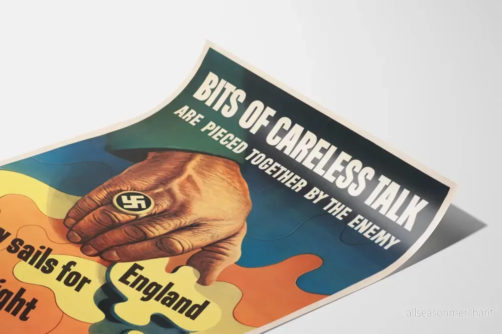Vintage anti-spionage propagandaffisch med pussel och nazisthand - Bild 3
