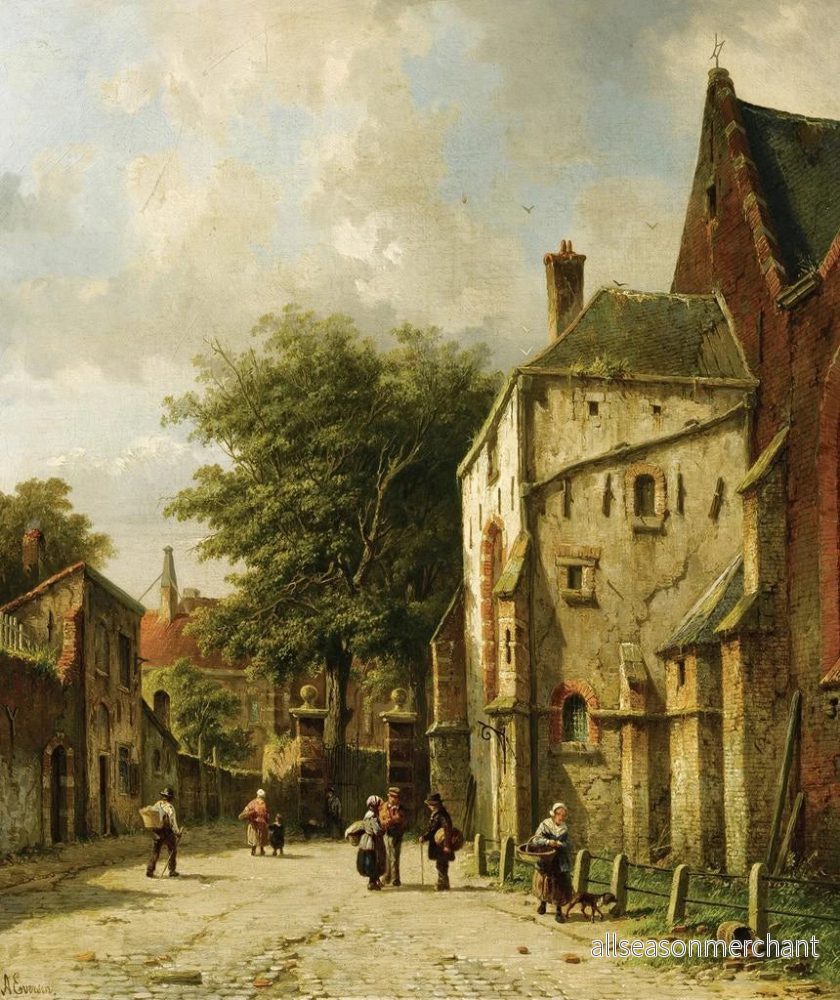 Målning En gatubild i en nederländsk stad - Adrianus Eversen | Konsttryck - Bild 2
